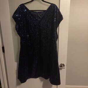 Mynt 1792 Navy Blue Sequin Dress Plus Size 3X + Cocktail Party Holiday Dress